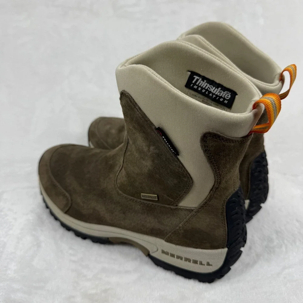Merrell Aurora Waterproof Winter Boots Womens 9‎ Brown Suede Thinsulate Polartec